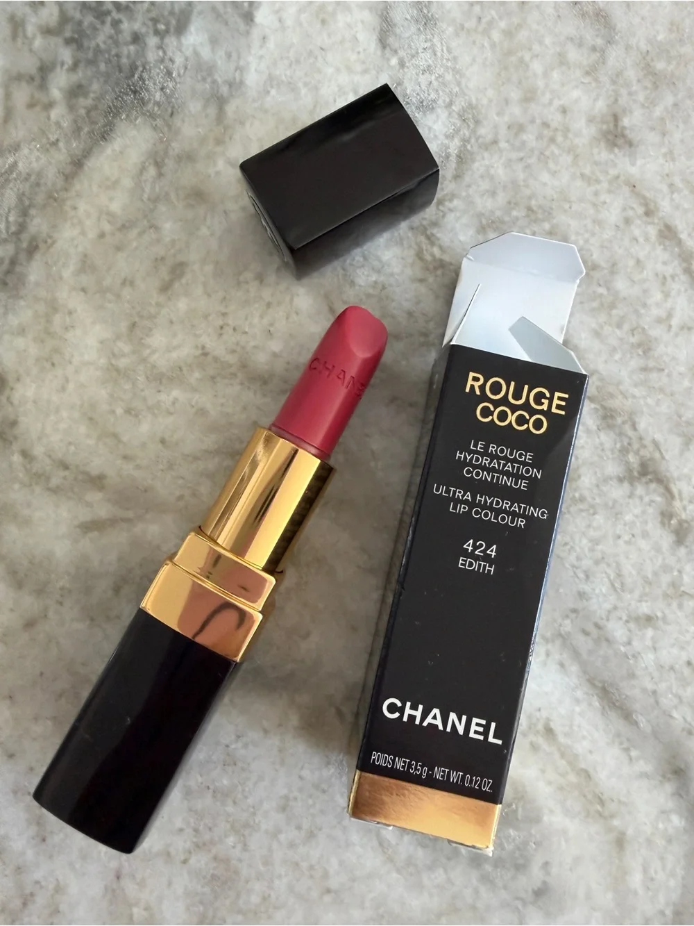 NEW CHANEL Rouge Coco Ultra Hydrating Lip Colour 424 Edith - pink